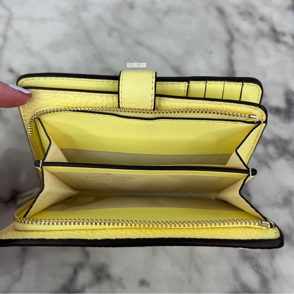 Kate Spade Leila Medium Compact Bifold Wallet In Yellow - Picture 5 of 7